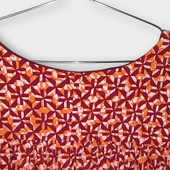 London Times Women Sz 18‎ Red Orange Jersey Dolman Sleeves Blouson Cottagecore - Picture 5 of 13